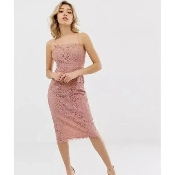 ASOS Dresses Asos Design Petite Square Neck Pencil Sheath Midi